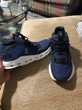 On Running Men's Navy and White Cloudnova Athletic Shoes